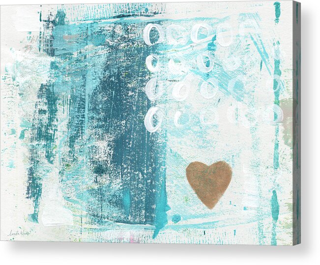 Abstract Art Acrylic Print featuring the painting Heart in the Sand- abstract art by Linda Woods
