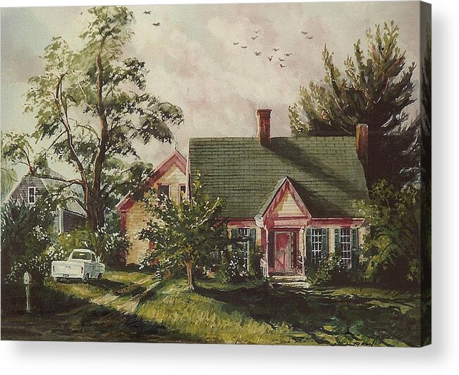 Watercolor Acrylic Print featuring the painting Her House by Joy Nichols