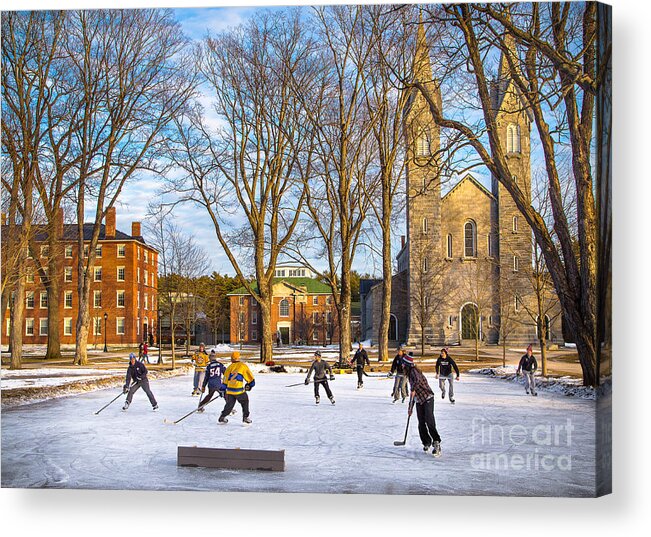 Bowdoin College Acrylic Print featuring the photograph Hockey on the Quad by Benjamin Williamson