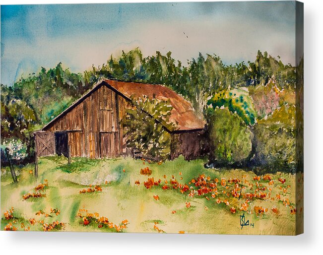 Barn Acrylic Print featuring the painting Holly's Barn by Lee Stockwell
