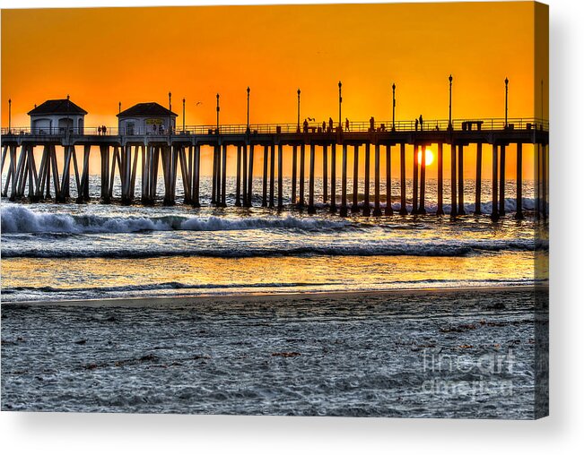 Sun Acrylic Print featuring the photograph Huntington Beach Sunset by Jim Carrell