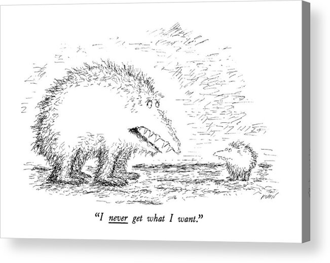 

 Large Furry Acrylic Print featuring the drawing I Never Get What I Want by Edward Koren