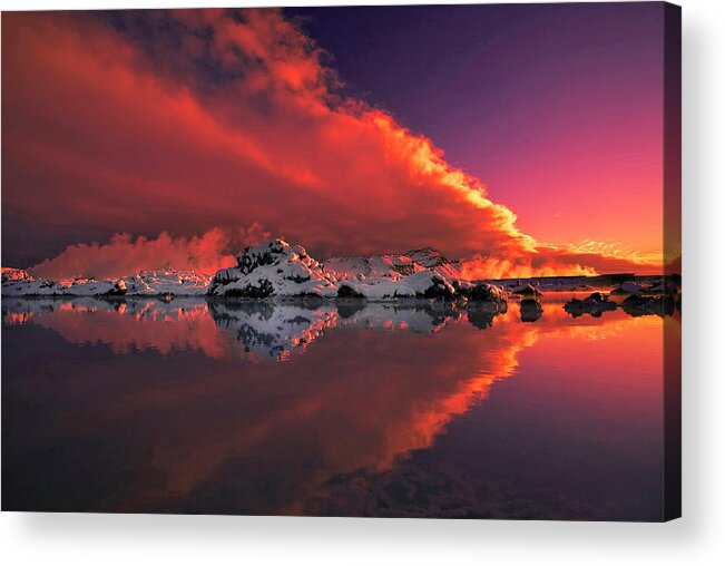 Landscape Acrylic Print featuring the photograph Ice & Fire by ?orsteinn H. Ingibergsson