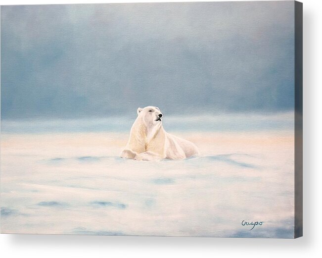 Ice Acrylic Print featuring the painting Icy fields by Jean Yves Crispo