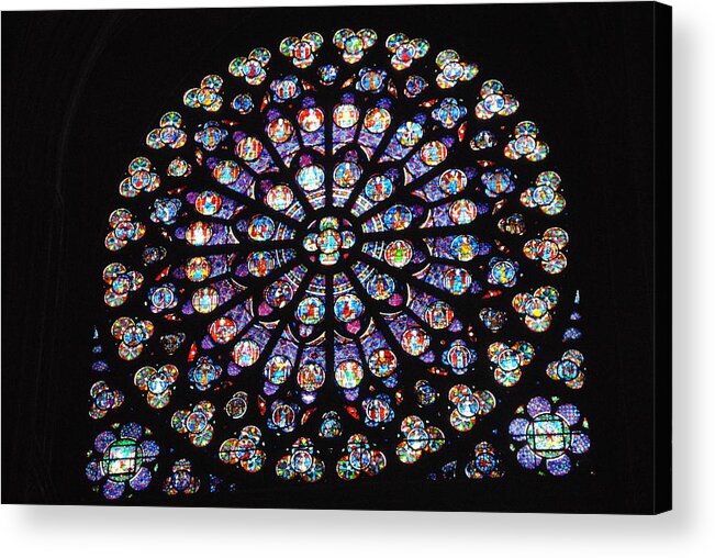 Inspirational Acrylic Print featuring the photograph Inspirational - Rose Window of Chartres Cathedral France by Jacqueline M Lewis