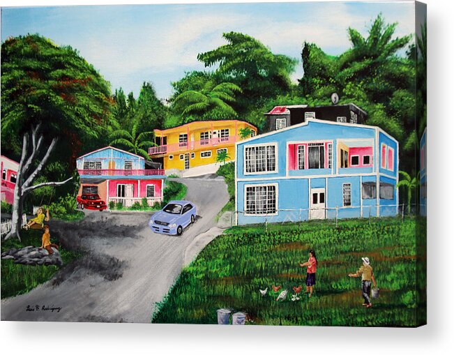 Loma Acrylic Print featuring the painting Island Hillside Living by Luis F Rodriguez