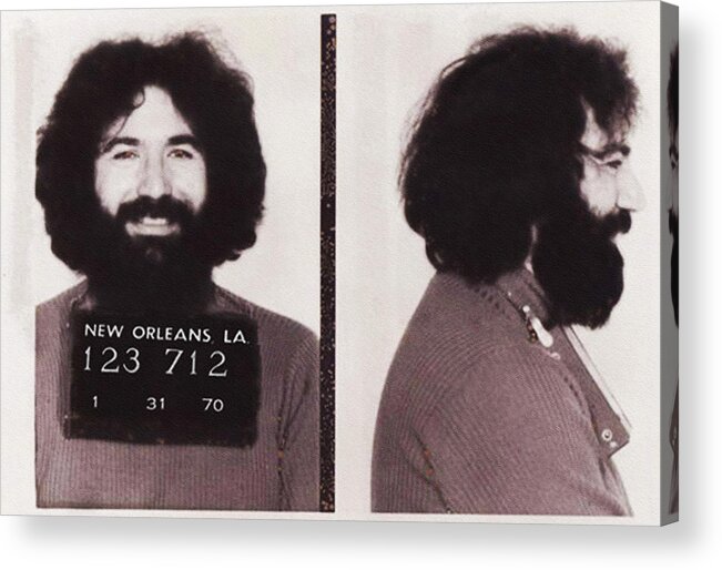 Jerry Acrylic Print featuring the photograph Jerry Garcia Mugshot by Digital Reproductions