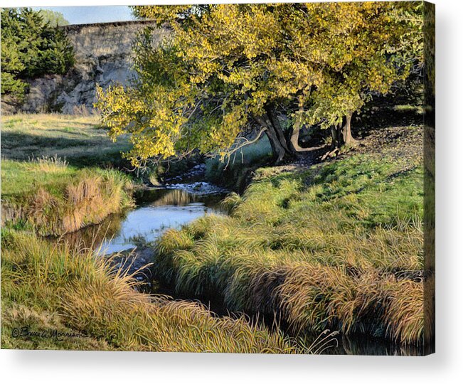 Landscape Acrylic Print featuring the drawing Jordan Creek Autumn by Bruce Morrison