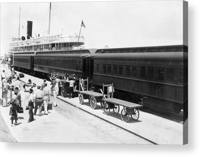 1930 Acrylic Print featuring the photograph Key West Train & Ship by Granger