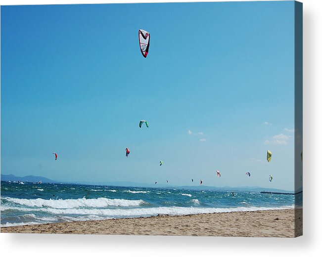 Kite Surf Acrylic Print featuring the photograph Kitesurf Lovers by Gina Dsgn