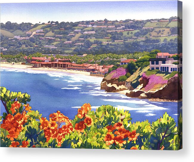 La Jolla Acrylic Print featuring the painting La Jolla Beach and Tennis Club by Mary Helmreich