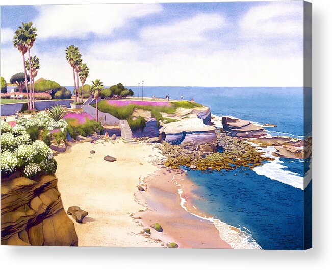 La Jolla Acrylic Print featuring the painting La Jolla Cove by Mary Helmreich