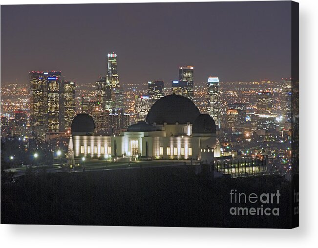 Griffith Observatory Acrylic Print featuring the photograph L.A. Skyline by David Zanzinger