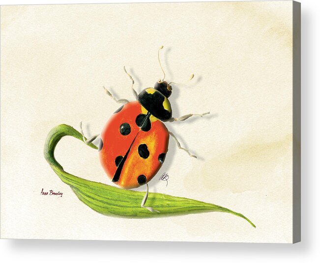 Lady Bug Acrylic Print featuring the painting Lady in the Garden by Anne Beverley-Stamps