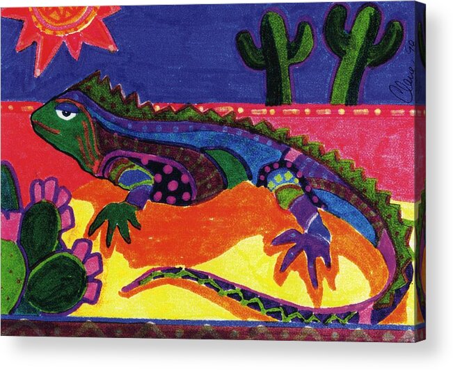 Lizard Acrylic Print featuring the painting Lagarto by Claire Bistline