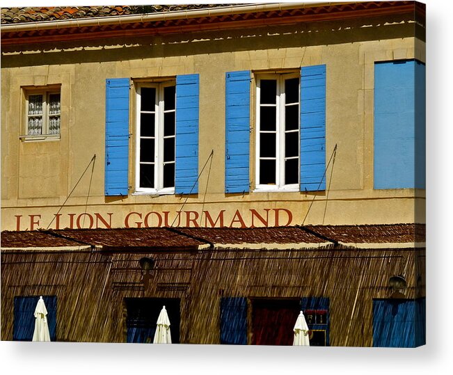 Le Lion Gourmand Acrylic Print featuring the photograph Le Lion Gourmand in Arles by Kirsten Giving