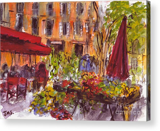 Painting Acrylic Print featuring the painting Le Marche Aix en Provence by Jackie Sherwood