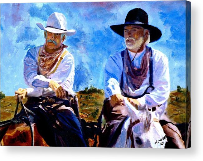 Lonesome Dove Acrylic Print featuring the painting Leaving Lonesome Dove by Peter Nowell