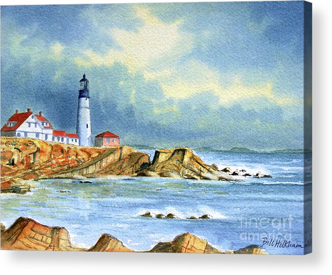 Lighthouse At Portland Head Maine Acrylic Print By Bill Holkham