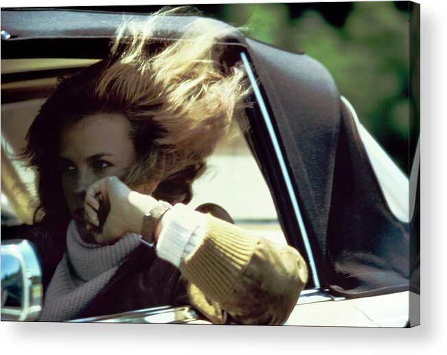 Accessories Acrylic Print featuring the photograph Lisa Taylor Driving A Car by Arthur Elgort