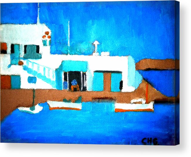 Colette Acrylic Print featuring the painting Paros cute spot on Greek island by Colette V Hera Guggenheim