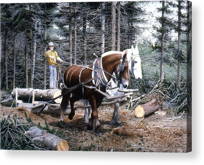 Logging Acrylic Print featuring the painting Logging by Conrad Mieschke