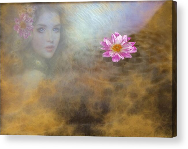 Girl Acrylic Print featuring the digital art Look from Under the water by Lilia D