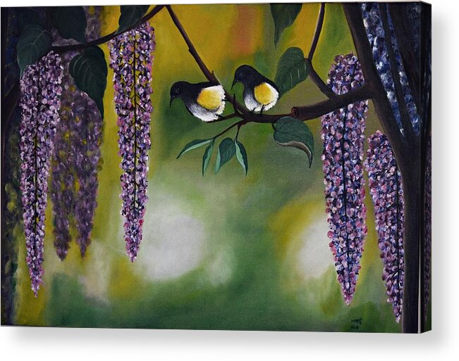 Flowers Acrylic Print featuring the painting Lovely morning by Usha Rai