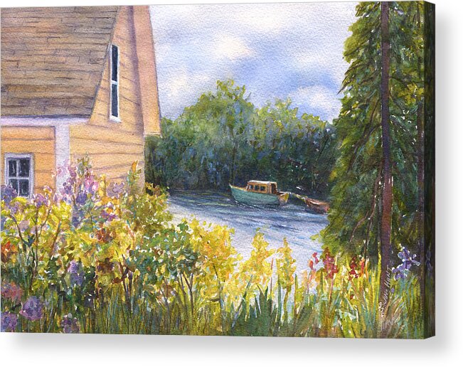 Landscape Acrylic Print featuring the painting Maine Morning by June Hunt