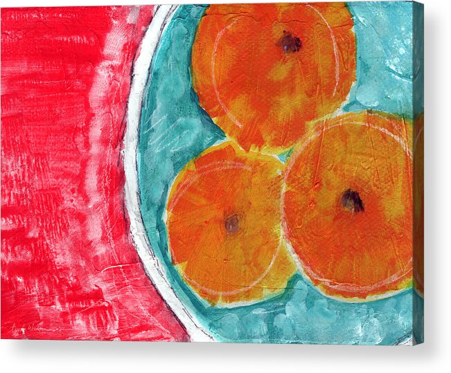 Oranges Acrylic Print featuring the painting Mandarins by Linda Woods