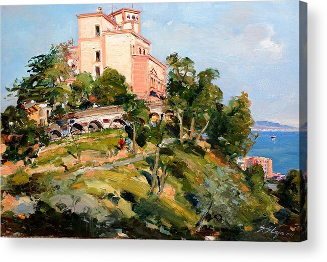 Mansion Acrylic Print featuring the painting Mansion of King Zogu by Sefedin Stafa