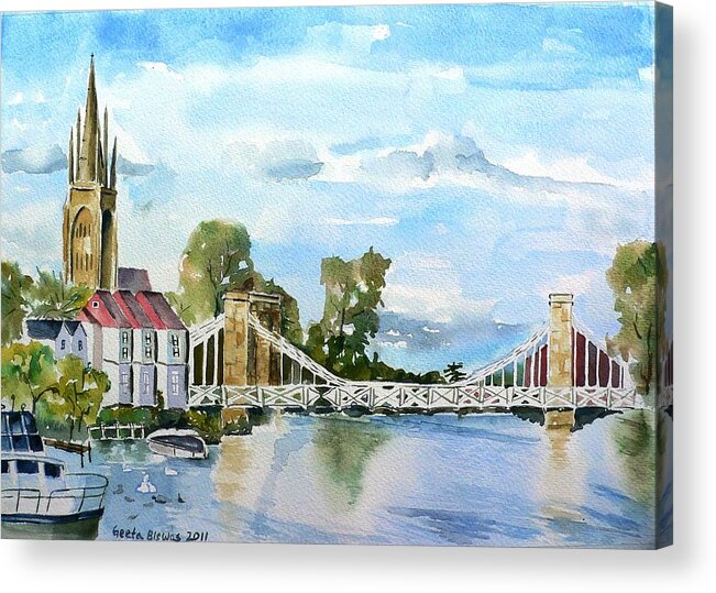 Marlow Acrylic Print featuring the painting Marlow on Thames 2 by Geeta Yerra