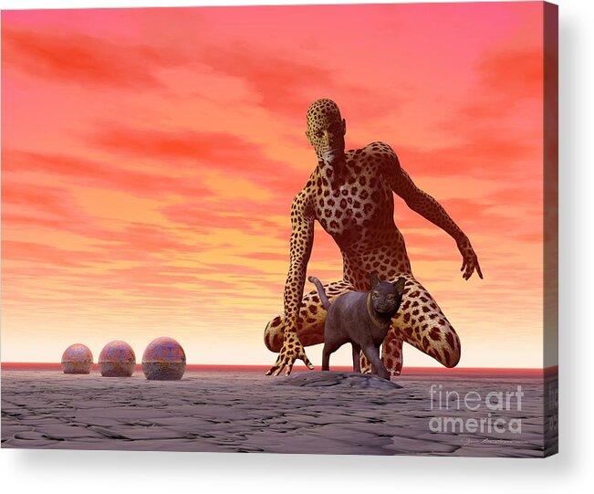Surrealism Acrylic Print featuring the digital art Master and servant - Surrealism by Sipo Liimatainen