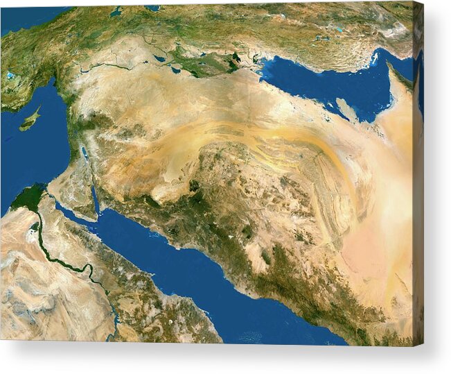 Middle East Acrylic Print featuring the photograph Middle East by Worldsat International/science Photo Library