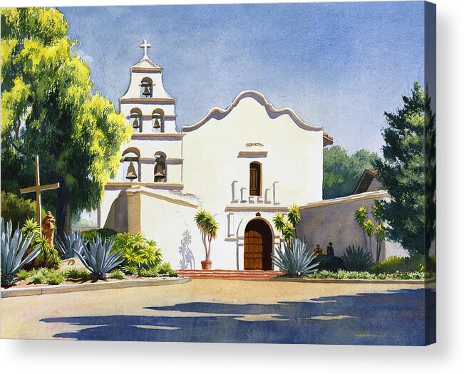 California Mission Acrylic Print featuring the painting Mission San Diego De Alcala by Mary Helmreich