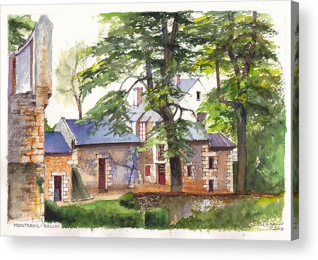 France Acrylic Print featuring the painting Montreuil Bellay chateau in the Loire Valley of France by Dai Wynn
