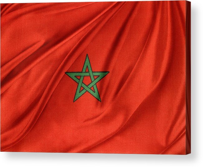 Banner Acrylic Print featuring the photograph Moroccan flag by Les Cunliffe