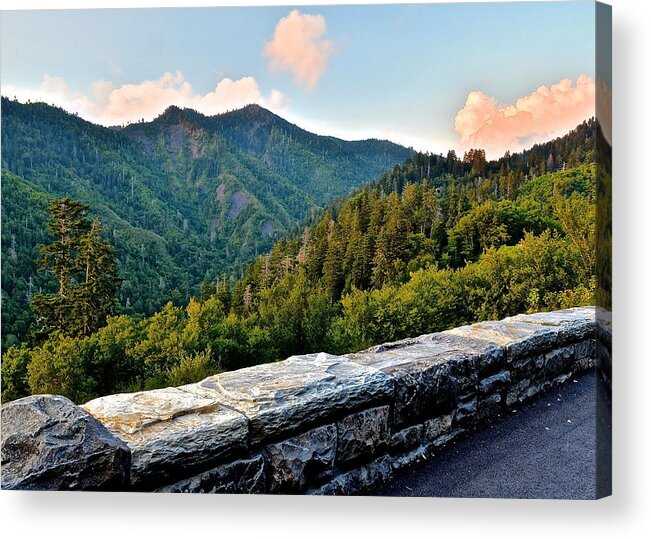 Smoky Acrylic Print featuring the photograph Mountain Overlook by Frozen in Time Fine Art Photography