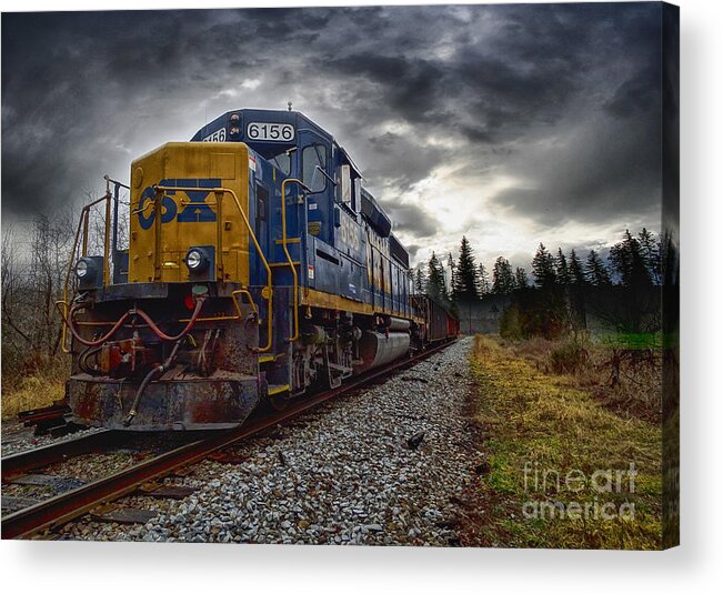 Photoshop Acrylic Print featuring the photograph Moving Along In A Train Engine by Melissa Messick