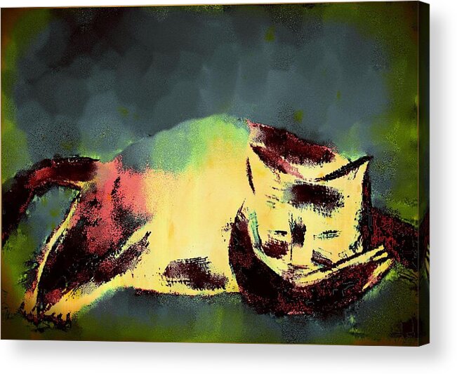 Cat Acrylic Print featuring the painting MPrints - Christmas Cheer 25 by M Stuart