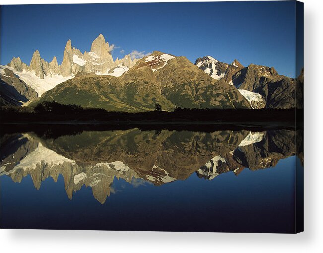 Feb0514 Acrylic Print featuring the photograph Mt Fitzroy At Dawn Patagonia by Colin Monteath