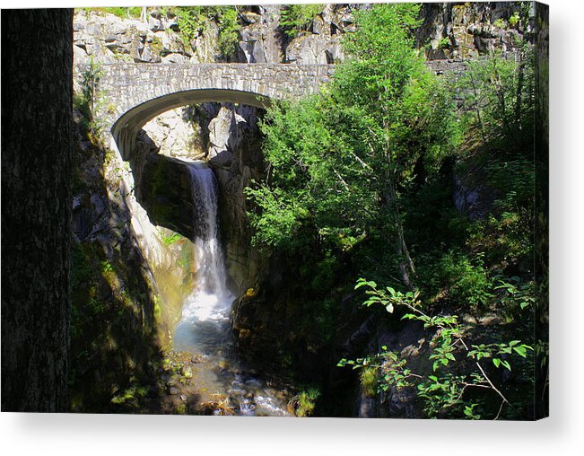 Waterfalls Acrylic Print featuring the photograph Mt. Rainier Waterfalls by Jerry Cahill