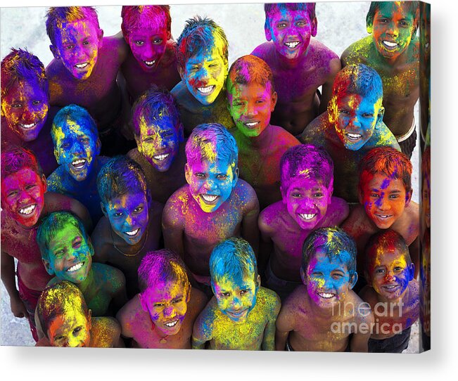 India Acrylic Print featuring the photograph Multicoloured Happy Faces by Tim Gainey