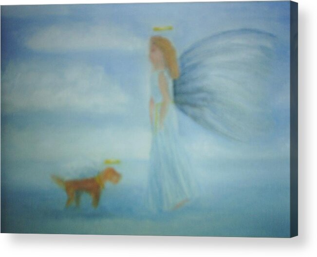 Angel Acrylic Print featuring the painting My little Angel by Sheila Mashaw