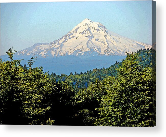 Mt. Hood Acrylic Print featuring the digital art Mystical Mt. Hood by Gary Olsen-Hasek