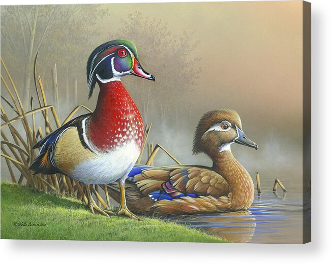 Wood Ducks Acrylic Print featuring the painting Nature's Palette by Mike Brown