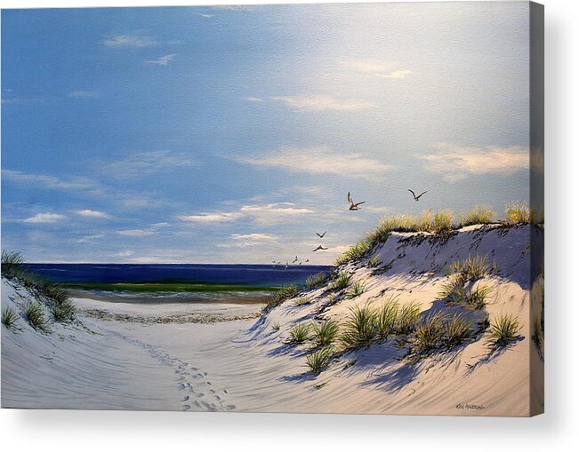 Dune Acrylic Print featuring the painting New Jersey Dune Walk by Ken Ahlering