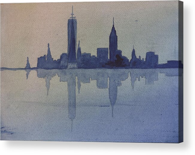 Nyc Acrylic Print featuring the painting New York Skyline by Donna Walsh