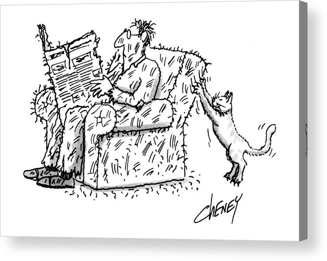 Pets Acrylic Print featuring the drawing New Yorker March 5th, 1984 by Tom Cheney