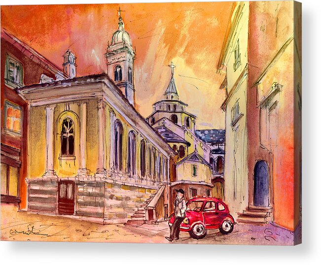 Travel Acrylic Print featuring the painting Night Date In Bergamo by Miki De Goodaboom